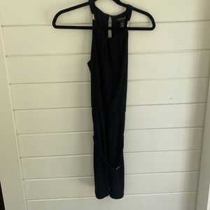 White House Black Market | Black Halter Dress with Silver Shoulder Accent